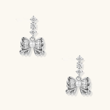 Pearl Bow Drop Earrings