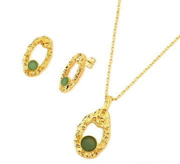 Miriam earring and necklace set in Green Quartz
